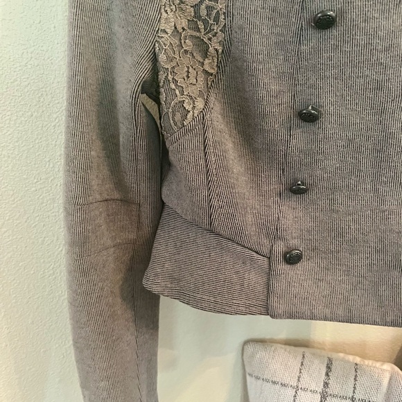 EUC Free People + We The Free Victorian Lace Peplum Military Jacket Size 2 - Picture 5 of 15